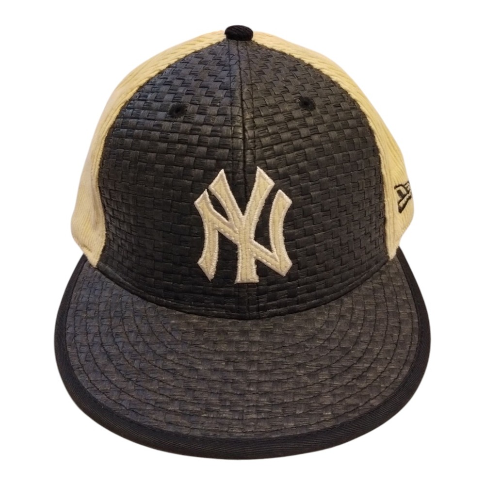 New Era Men's New‎ York Yankees Weave-N-Cord Fitted Cap Hat Size 7-1/4 Black Tan